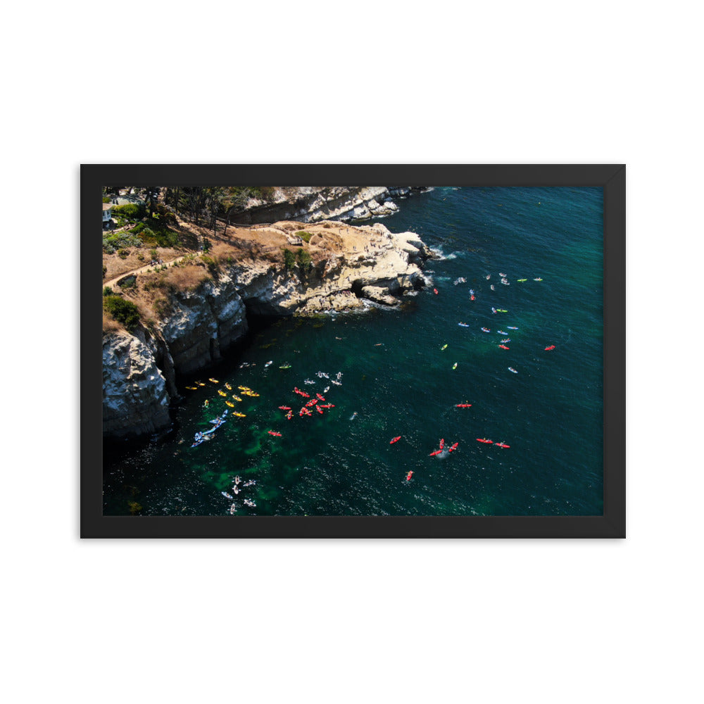 Kayaking At The Cove Framed poster