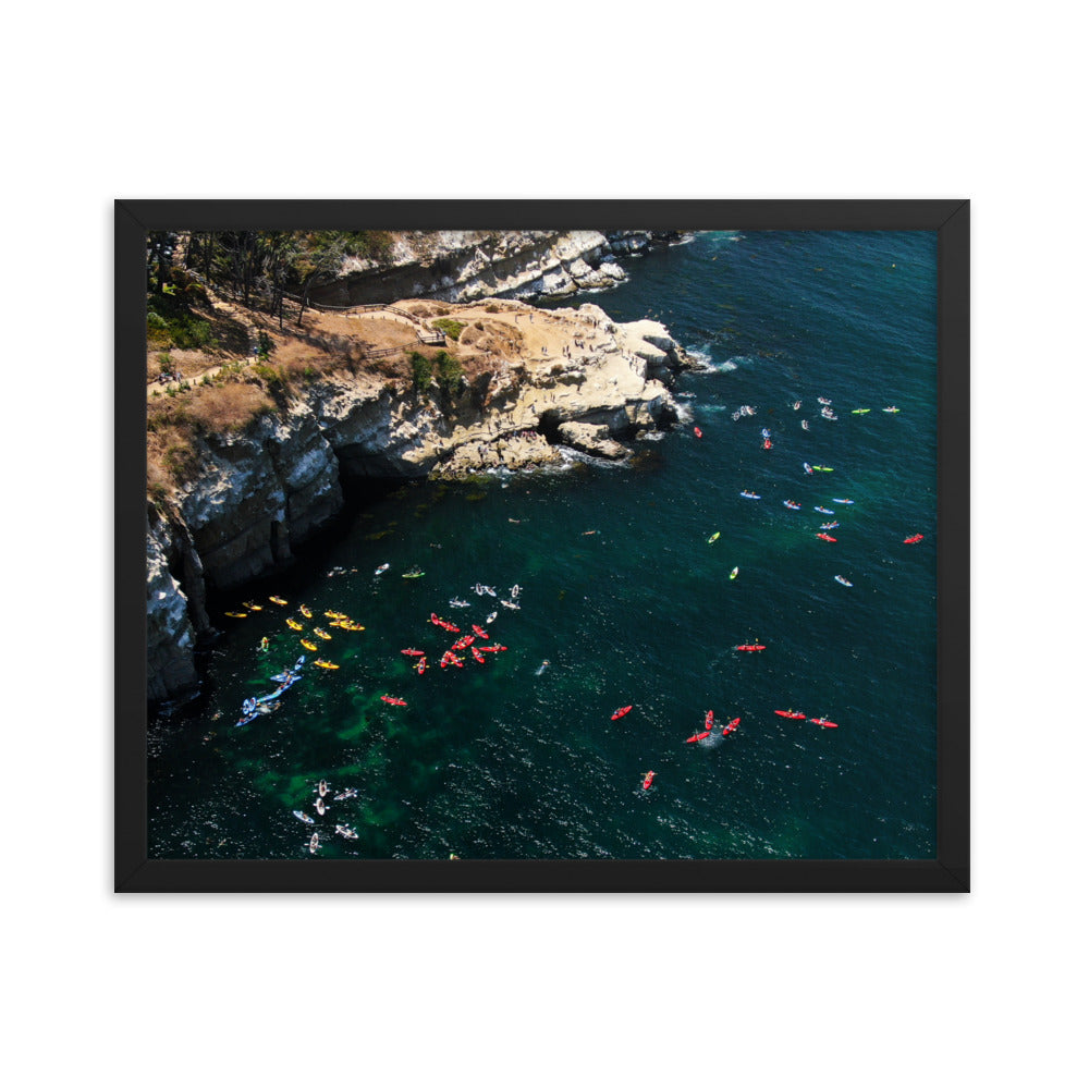 Kayaking At The Cove Framed poster