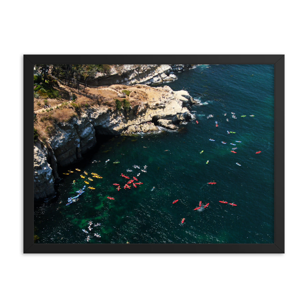 Kayaking At The Cove Framed poster