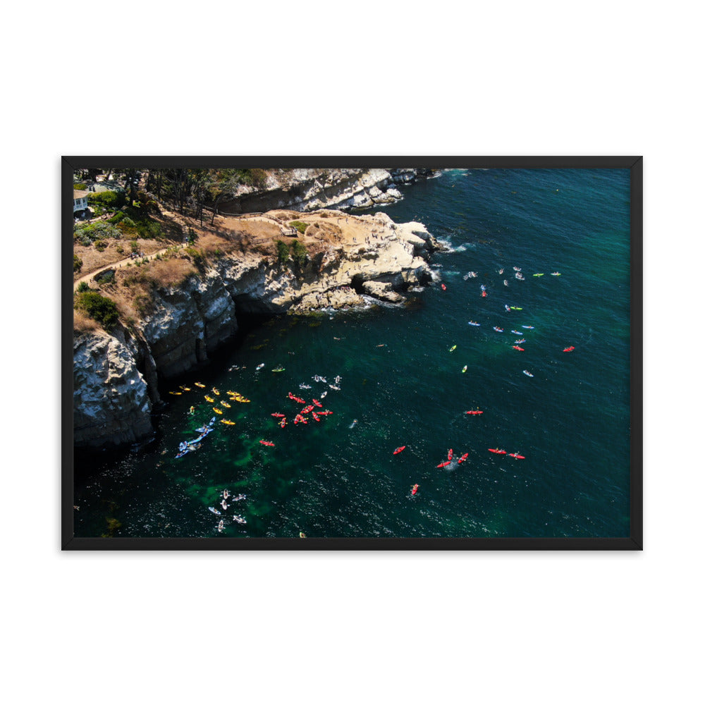 Kayaking At The Cove Framed poster