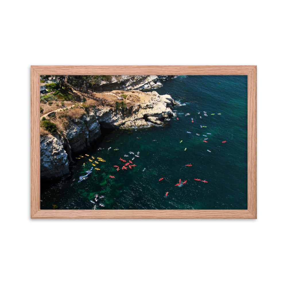 Kayaking At The Cove Framed poster