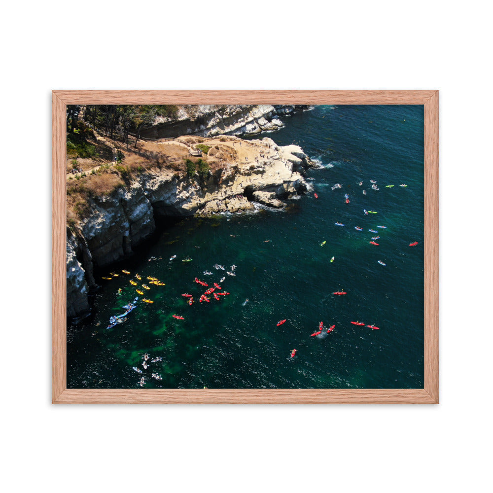 Kayaking At The Cove Framed poster