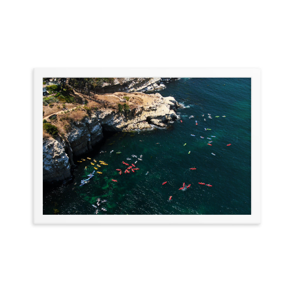 Kayaking At The Cove Framed poster