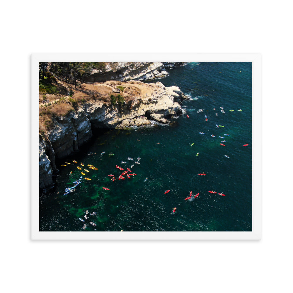 Kayaking At The Cove Framed poster