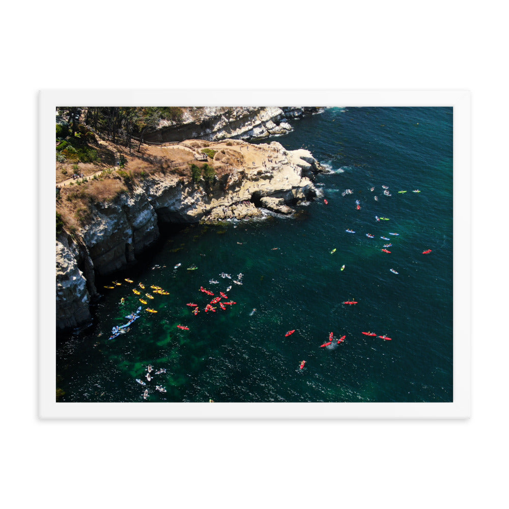 Kayaking At The Cove Framed poster