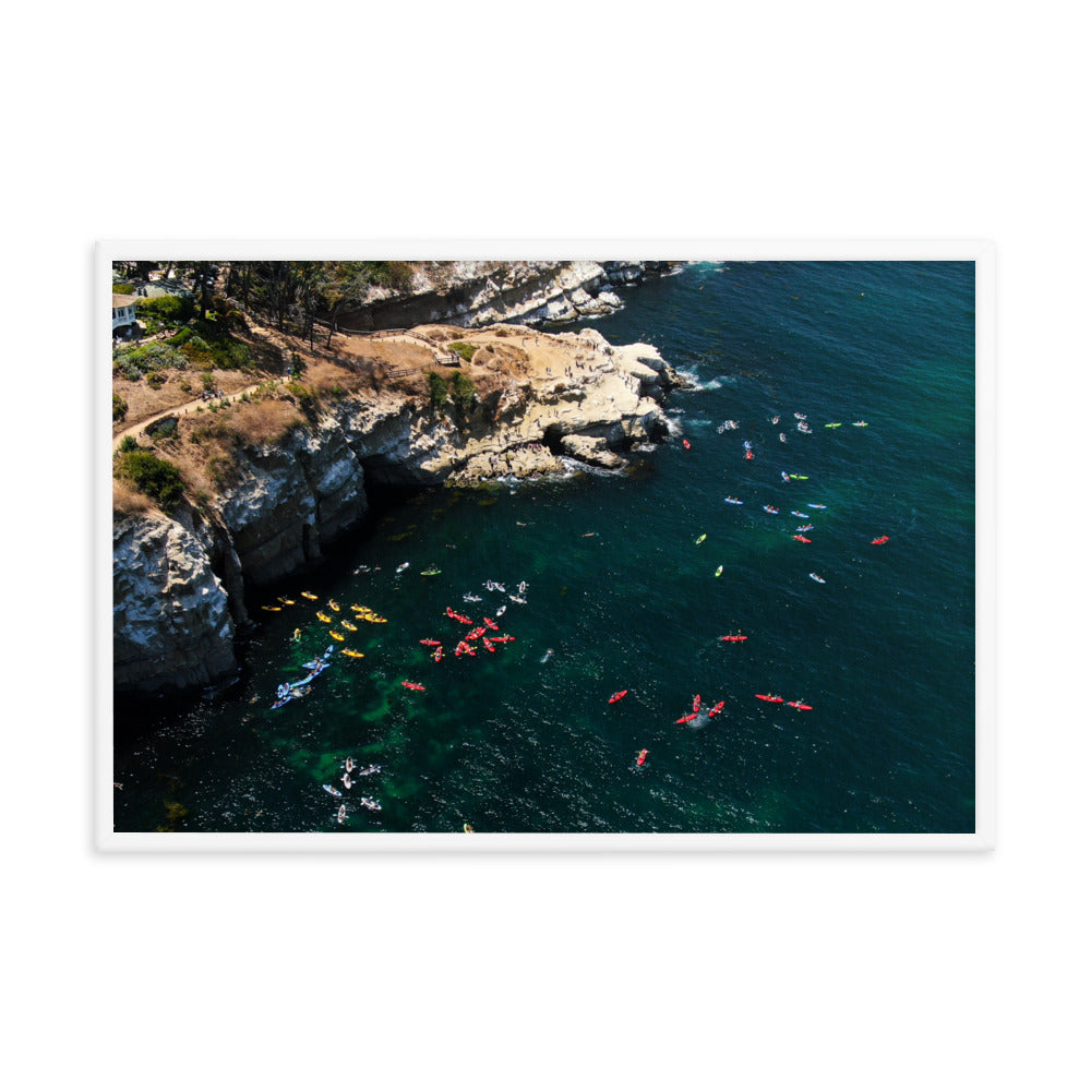 Kayaking At The Cove Framed poster