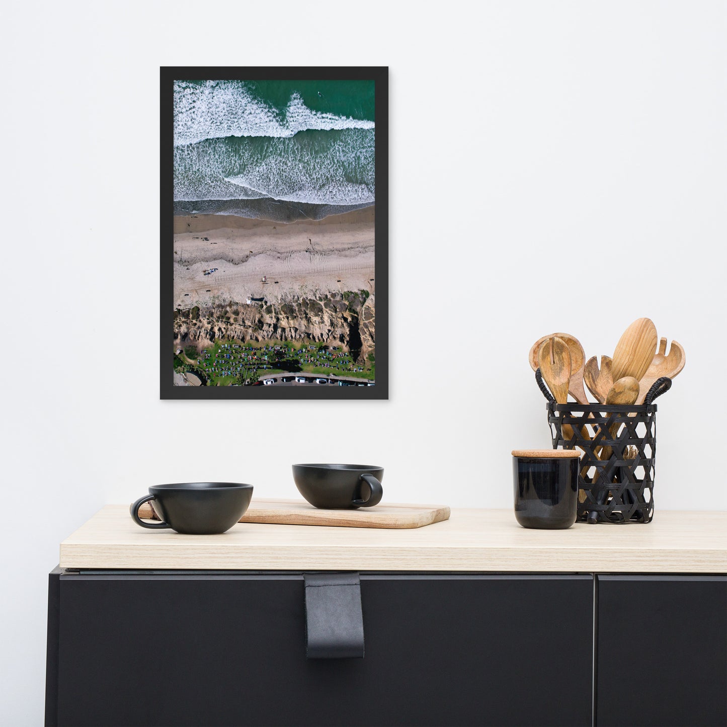 Yoga at the beach Framed poster