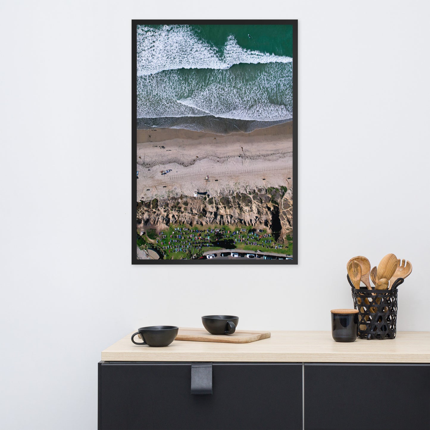 Yoga at the beach Framed poster