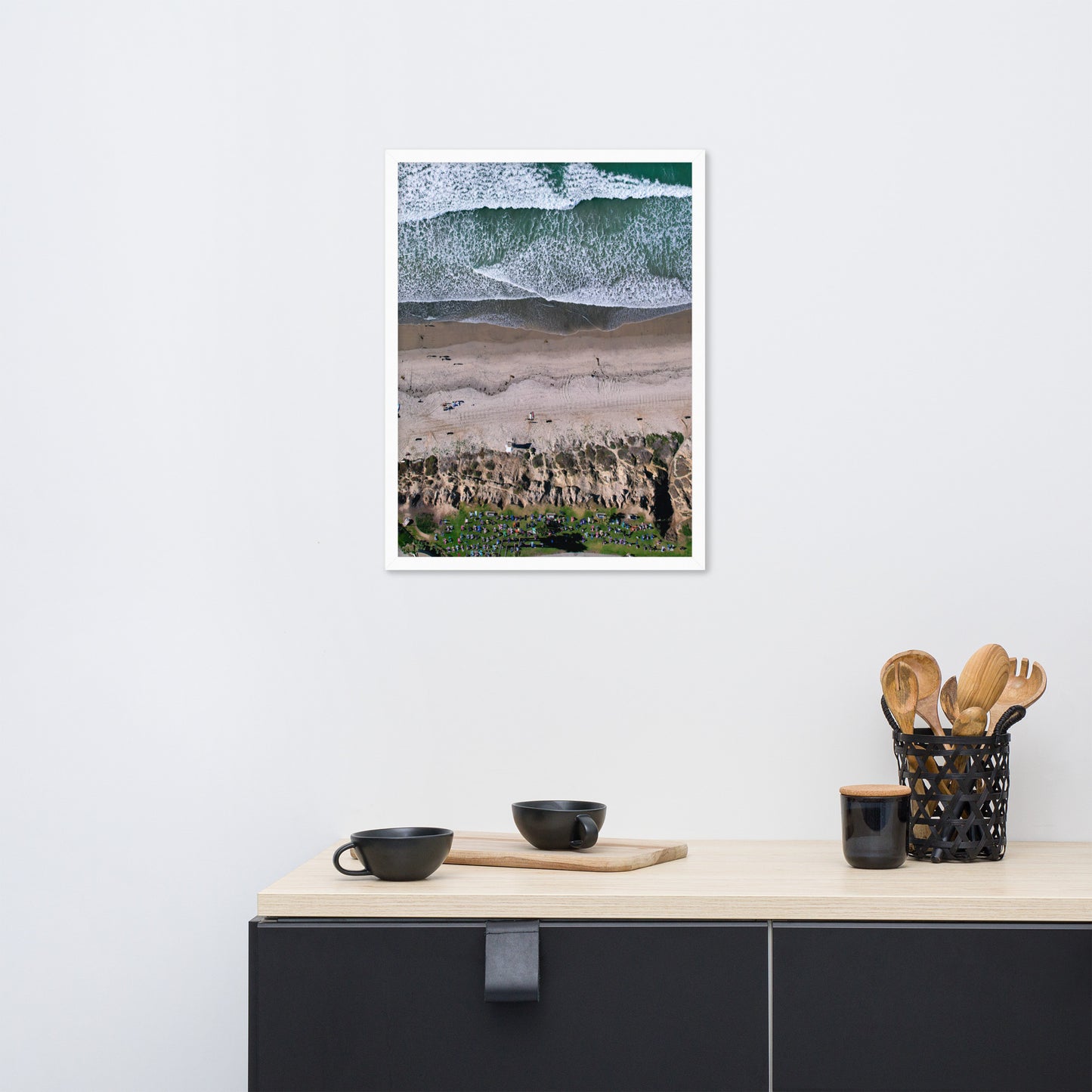 Yoga at the beach Framed poster