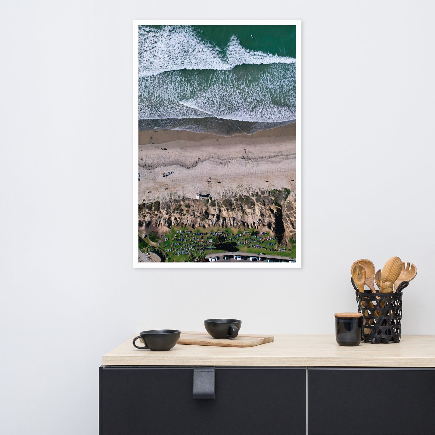 Yoga at the beach Framed poster